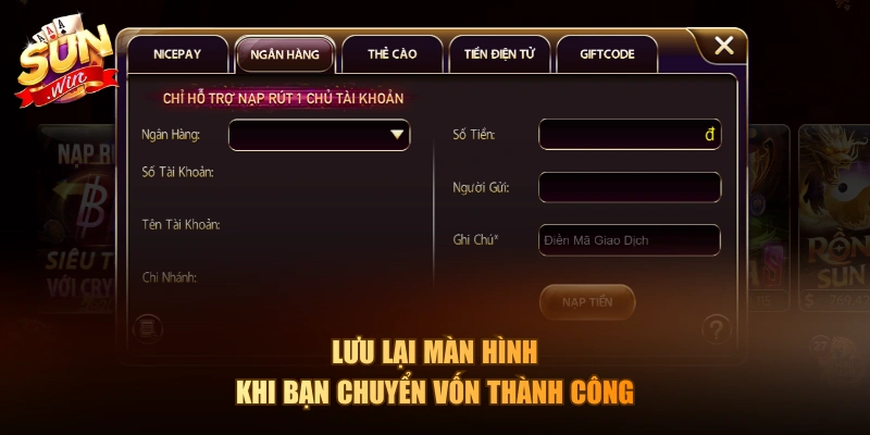 Lưu lại màn hình khi bạn chuyển vốn thành công